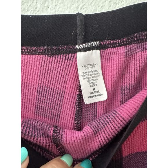 Women's Victoria's Secret Pink Plaid Thermal 2 Piece Pajama Sleep Set Med - Picture 15 of 16